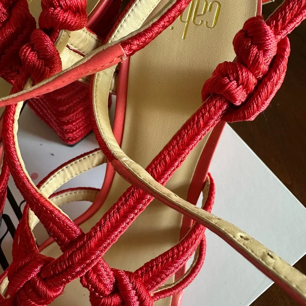 Red Knotted Slingback Sandals by Cabi